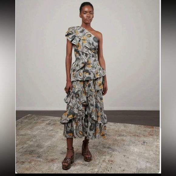 Ulla Johnson Dresses & Skirts - Ulla Johnson dress midi Ondine in Portofino sz 8 gray NWOT one shoulder